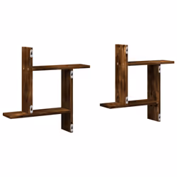 vidaXL Wall Shelves Wall Storage Shelf Floating Shelf 2 pcs Engineered Wood - smoked oak, 50 x 12 x 50 cm - Additional view 5