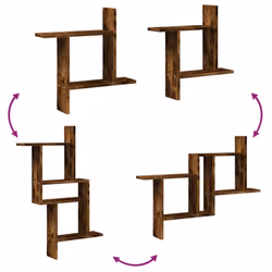 vidaXL Wall Shelves Wall Storage Shelf Floating Shelf 2 pcs Engineered Wood - smoked oak, 50 x 12 x 50 cm - Additional view 6