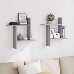 vidaXL Wall Shelves Wall Storage Shelf Floating Shelf 2 pcs Engineered Wood - grey sonoma, 50 x 12 x 50 cm