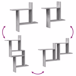 vidaXL Wall Shelves Wall Storage Shelf Floating Shelf 2 pcs Engineered Wood - grey sonoma, 50 x 12 x 50 cm - Additional view 6