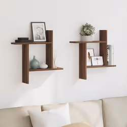 vidaXL Wall Shelves Wall Storage Shelf Floating Shelf 2 pcs Engineered Wood - brown oak, 50 x 12 x 50 cm