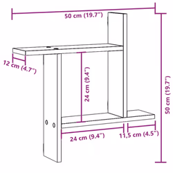 vidaXL Wall Shelves Wall Storage Shelf Floating Shelf 2 pcs Engineered Wood - brown oak, 50 x 12 x 50 cm