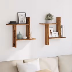 vidaXL Wall Shelves Wall Storage Shelf Floating Shelf 2 pcs Engineered Wood - old wood, 50 x 12 x 50 cm
