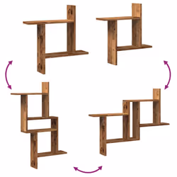vidaXL Wall Shelves Wall Storage Shelf Floating Shelf 2 pcs Engineered Wood - old wood, 50 x 12 x 50 cm - Additional view 6