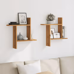 vidaXL Wall Shelves Wall Storage Shelf Floating Shelf 2 pcs Engineered Wood - oak, 50 x 12 x 50 cm