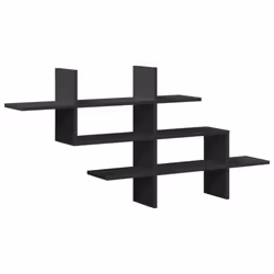 vidaXL Wall Shelf Floating Shelf Display Storage Shelf Black Engineered Wood - black