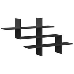 vidaXL Wall Shelf Floating Shelf Display Storage Shelf Black Engineered Wood - black