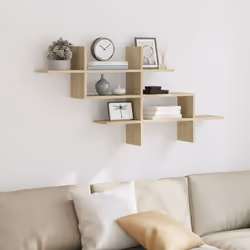 vidaXL Wall Shelf Floating Shelf Display Storage Shelf Black Engineered Wood - sonoma oak