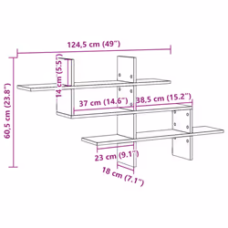 vidaXL Wall Shelf Floating Shelf Storage Shelf Smoked Oak Engineered Wood - smoked oak - Additional view 9
