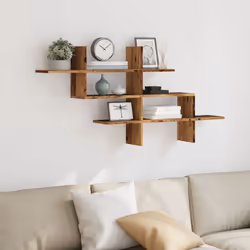 vidaXL Wall Shelf Floating Shelf Storage Shelf Smoked Oak Engineered Wood - old wood
