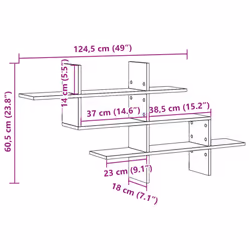 vidaXL Wall Shelf Floating Shelf Storage Shelf Smoked Oak Engineered Wood - old wood