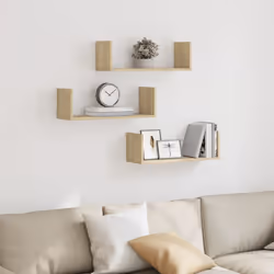 vidaXL Wall Shelves Wall Storage Shelf Floating Shelf 3 pcs Engineered Wood - sonoma oak, 58 x 18 x 18 cm - Additional view 2