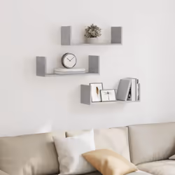 vidaXL Wall Shelves Wall Storage Shelf Floating Shelf 3 pcs Engineered Wood - concrete grey, 58 x 18 x 18 cm - Additional view 2