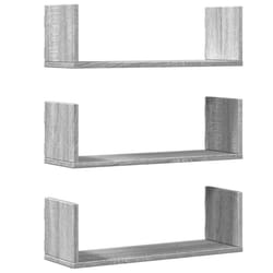 vidaXL Wall Shelves Wall Storage Shelf Floating Shelf 3 pcs Engineered Wood - grey sonoma