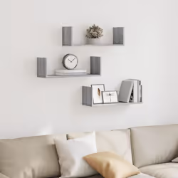 vidaXL Wall Shelves Wall Storage Shelf Floating Shelf 3 pcs Engineered Wood - grey sonoma