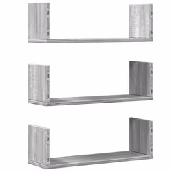 vidaXL Wall Shelves Wall Storage Shelf Floating Shelf 3 pcs Engineered Wood - grey sonoma - Additional view 5