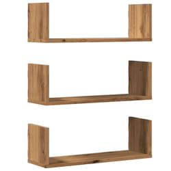 vidaXL Wall Shelves Wall Storage Shelf Floating Shelf 3 pcs Engineered Wood - oak