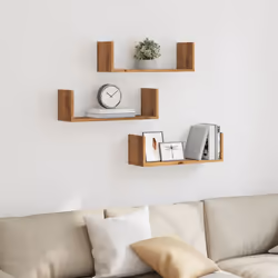 vidaXL Wall Shelves Wall Storage Shelf Floating Shelf 3 pcs Engineered Wood - oak