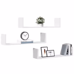 vidaXL Wall Shelves Wall Storage Shelf Floating Shelf 3 pcs Engineered Wood - white, 80 x 18 x 18 cm - Additional view 2