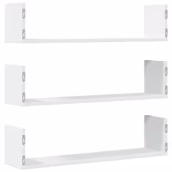 vidaXL Wall Shelves Wall Storage Shelf Floating Shelf 3 pcs Engineered Wood - white, 80 x 18 x 18 cm - Additional view 5