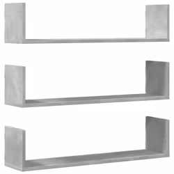 vidaXL Wall Shelves Wall Storage Shelf Floating Shelf 3 pcs Engineered Wood - concrete grey, 80 x 18 x 18 cm