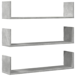 vidaXL Wall Shelves Wall Storage Shelf Floating Shelf 3 pcs Engineered Wood - concrete grey, 80 x 18 x 18 cm