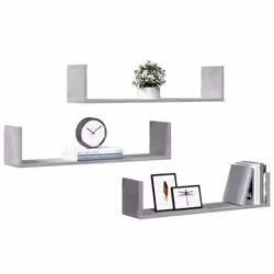 vidaXL Wall Shelves Wall Storage Shelf Floating Shelf 3 pcs Engineered Wood - concrete grey, 80 x 18 x 18 cm
