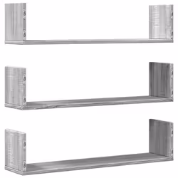 vidaXL Wall Shelves Wall Storage Shelf Floating Shelf 3 pcs Engineered Wood - grey sonoma, 80 x 18 x 18 cm - Additional view 5