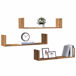 vidaXL Wall Shelves Storage Floating Shelf 3 pcs Artisian Oak Engineered Wood