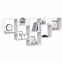 vidaXL Wall Shelf Floating Shelf Rack Wall Cube Storage Shelf Engineered Wood - white