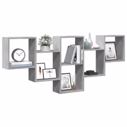 vidaXL Wall Shelf Floating Shelf Rack Wall Cube Storage Shelf Engineered Wood - concrete grey