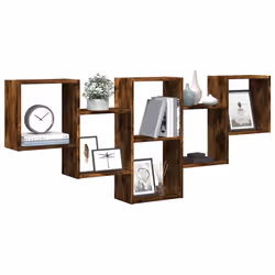 vidaXL Wall Shelf Floating Shelf Rack Wall Cube Storage Shelf Engineered Wood - smoked oak