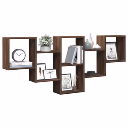 vidaXL Wall Shelf Floating Shelf Rack Wall Cube Storage Shelf Engineered Wood - brown oak