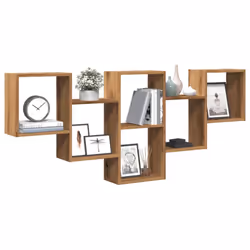 vidaXL Wall Shelf Floating Shelf Rack Wall Cube Storage Shelf Engineered Wood - oak