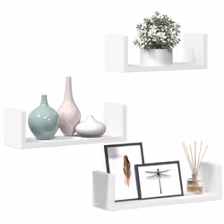 vidaXL Wall Display Shelf Floating Rack Hanging Shelf Engineered Wood 3 pcs - white - Additional view 2