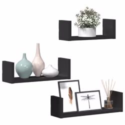 vidaXL Wall Display Shelf Floating Rack Hanging Shelf Engineered Wood 3 pcs - black - Additional view 2