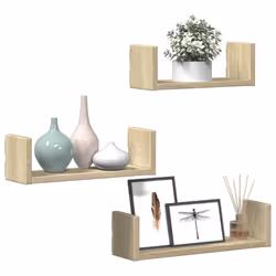 vidaXL Wall Display Shelf Floating Rack Hanging Shelf Engineered Wood 3 pcs - sonoma oak, 40 x 10 x 10.5 cm - Additional view 2