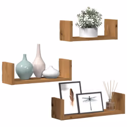 vidaXL Wall Display Shelf Floating Rack Hanging Shelf Engineered Wood 3 pcs - oak, 40 x 10 x 10.5 cm - Additional view 2