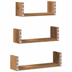 vidaXL Wall Display Shelf Floating Rack Hanging Shelf Engineered Wood 3 pcs - oak, 40 x 10 x 10.5 cm - Additional view 5
