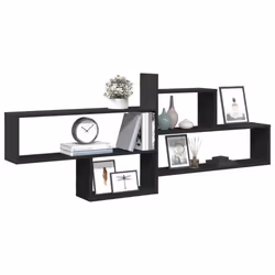 vidaXL Wall Shelf Floating Shelf Storage Shelf Engineered Wood - black