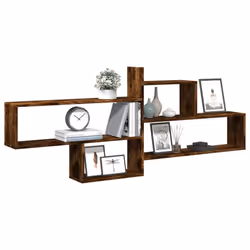 vidaXL Wall Shelf Floating Shelf Storage Shelf Engineered Wood - smoked oak