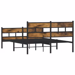 vidaXL Metal Bed Frame without Mattress Bed Smoked Oak 150x200 cm King Size - Additional view 5
