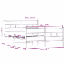 vidaXL Metal Bed Frame without Mattress Home Bed Base Smoked Oak 160x200 cm - Additional view 3