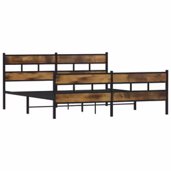 vidaXL Metal Bed Frame without Mattress Bed Smoked Oak 180x200 cm Super King