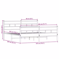 vidaXL Metal Bed Frame without Mattress Bed Smoked Oak 180x200 cm Super King