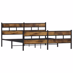 vidaXL Metal Bed Frame without Mattress Home Bed Base Smoked Oak 193x203 cm