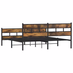 vidaXL Metal Bed Frame without Mattress Home Bed Base Smoked Oak 193x203 cm - Additional view 5