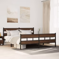 vidaXL Metal Bed Frame without Mattress Brown Oak 180x200 cm Super King