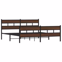 vidaXL Metal Bed Frame without Mattress Brown Oak 180x200 cm Super King