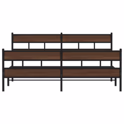 vidaXL Metal Bed Frame without Mattress Brown Oak 180x200 cm Super King